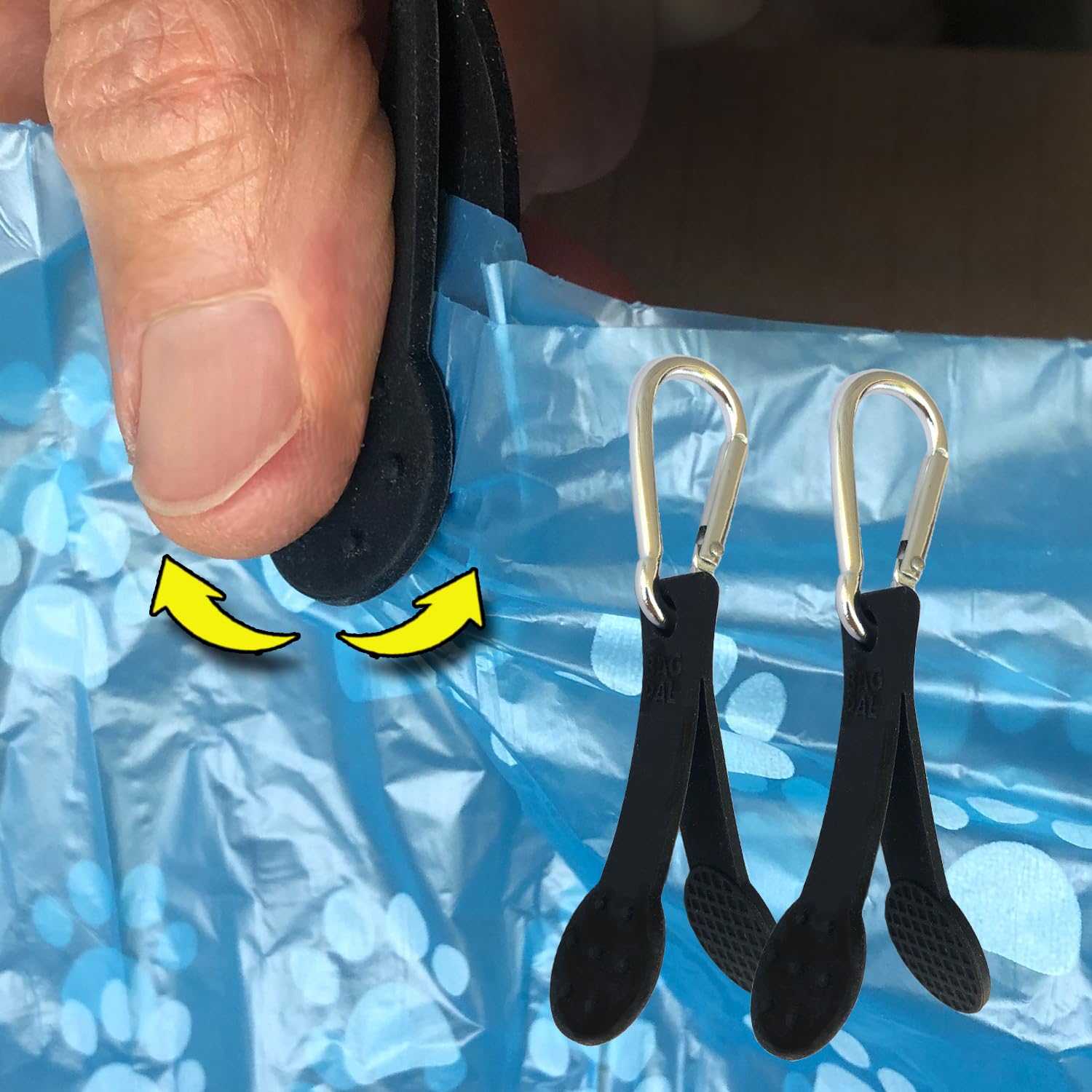 Dog Poop Bag Opener and Grocery Produce Bag Opener - Two Pack - Easily Open Slippery Bags Works With Gloves