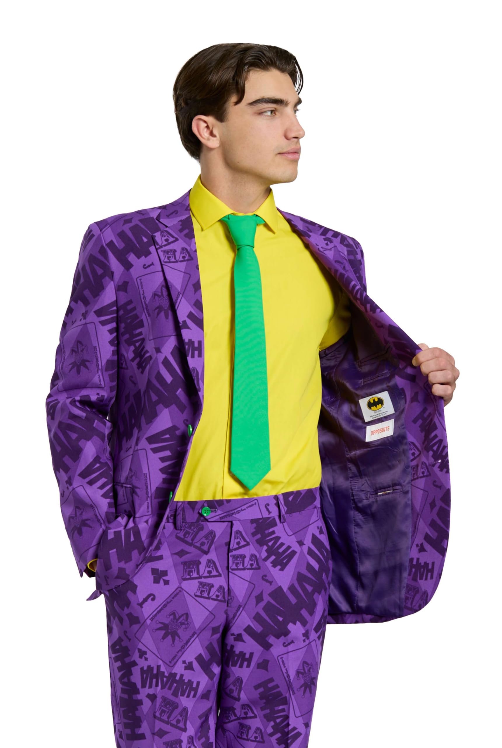 OppoSuits Konzessioniert Superheld Halloween Anzüge für Herren - Komplettes Set: Jackett, Hose und Krawatte,violett ,50