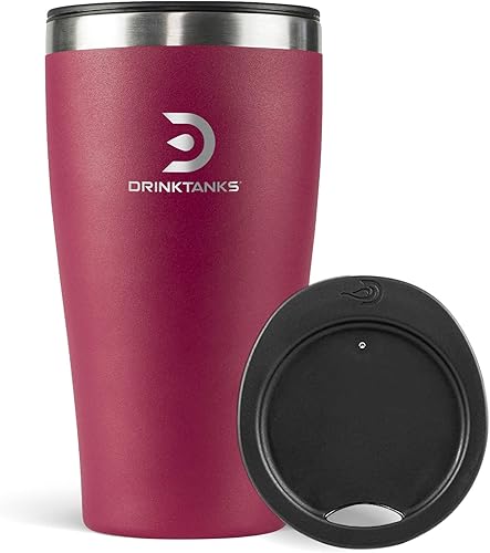 DrinkTanks - Vaso aislado para pinta vaso de acero inoxidable vaso de 16 onzas con tapa vaso de acero inoxidable para café cerveza cócteles vino y