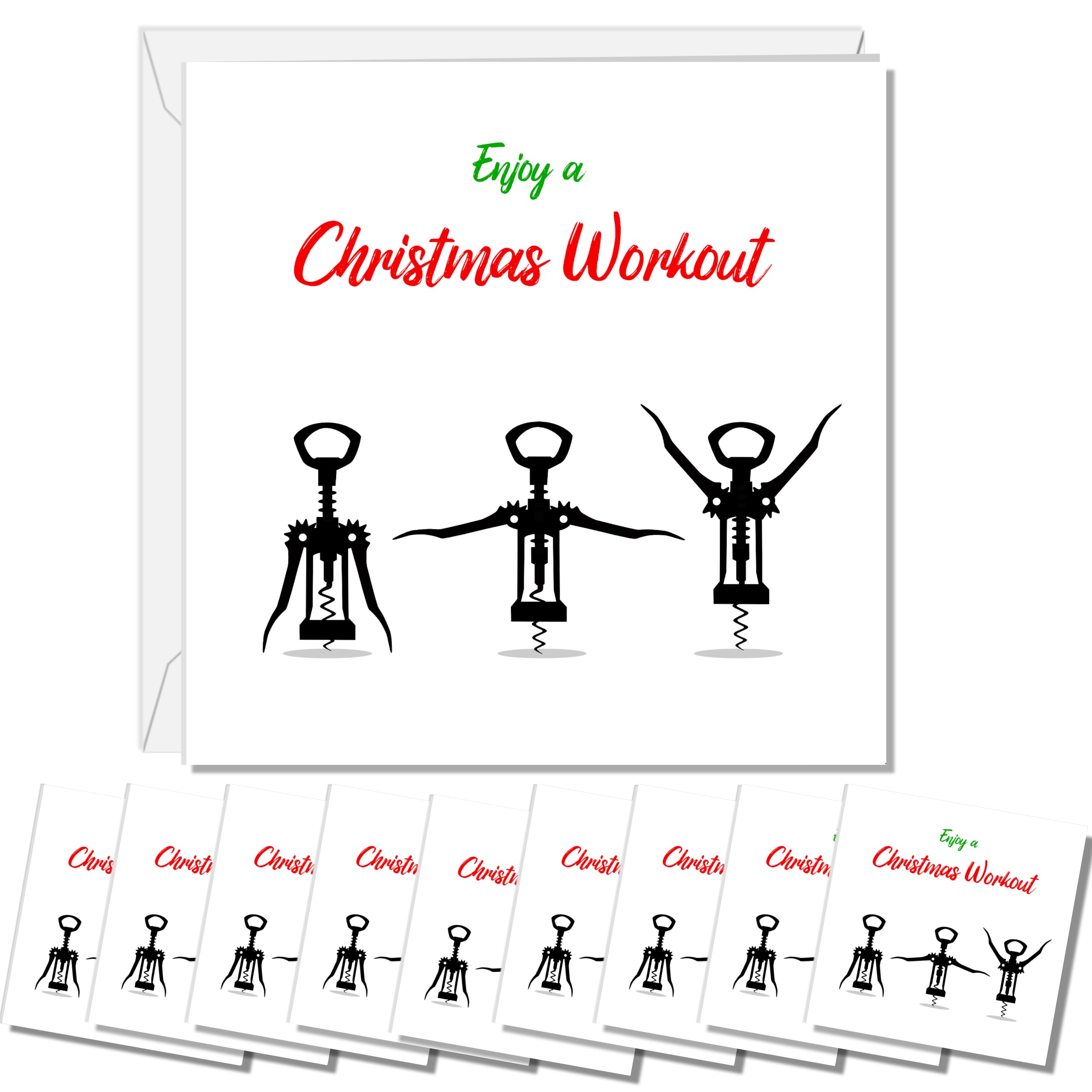 10 x Funny Corkscrew Christmas Cards for Pilates Yoga Fanatics Family and Friends - Funny Christmas Card 2025 - Funny Xmas Cards Handmade by SWIZZOO โ image 1