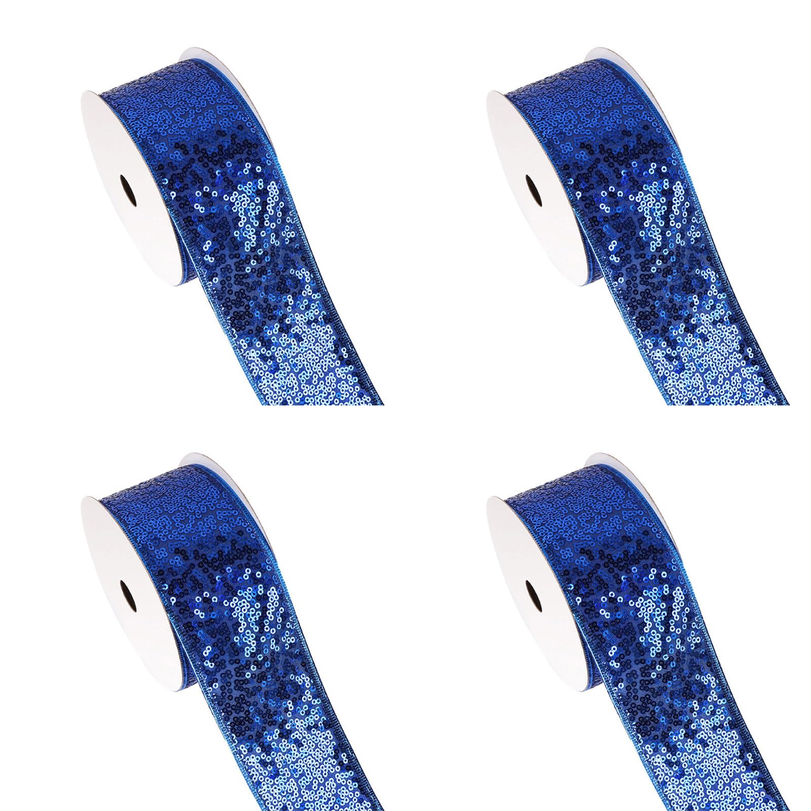 Buxuaaaa 4 Rolls Christmas Butterfly Bowknot Ribbon for Holiday Decoration Colorful Sequins Silk Ribbons Present Embellishment Craft Supplies