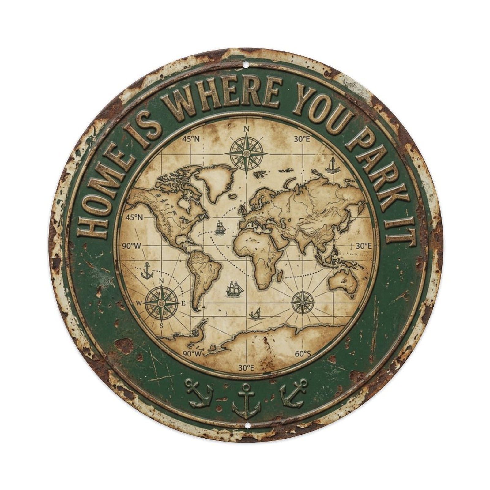 Map Coordinates Garage Vintage Metal Tin Sign Plaque Wall Decor for Cafe, Club Bar, Office, Garden Metal Poster 8x8Inch