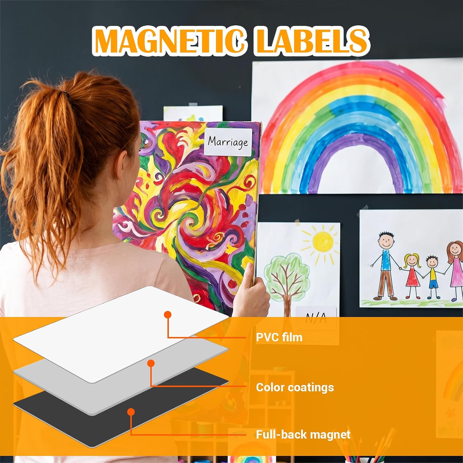 120 PCS Dry Erase Magnetic Labels 4"x2", Premium Soft Magnet with PVC Film, Reusable Whiteboard Magnets for Fridge, Shelf, Locker, Office & Home Organization (White) image 5