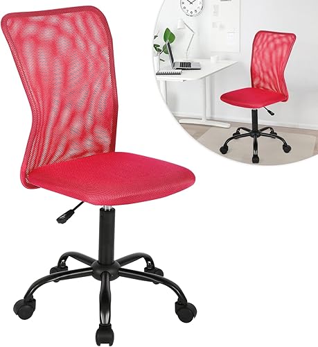 Miniatura 10 de Silla de oficina ergonómica sin brazos, silla de computadora de malla sin brazos, silla de trabajo de altura ajustable, silla giratoria con ruedas,