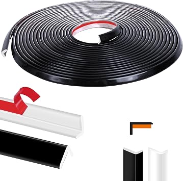 Peel and Stick Tile Edge Trim 25Ft L-Shape Tile Outside Corner Molding Vinyl Tile Exterior Trim Edging Moulding for Bathroom Tile Backsplash & Shower Wall Edges Furniture Decoration - Black
