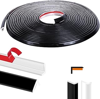 Peel and Stick Tile Edge Trim 25Ft L-Shape Tile Outside Corner Molding Vinyl Tile Exterior Trim Edging Moulding for Bathroom Tile Backsplash & Shower Wall Edges Furniture Decoration - Black