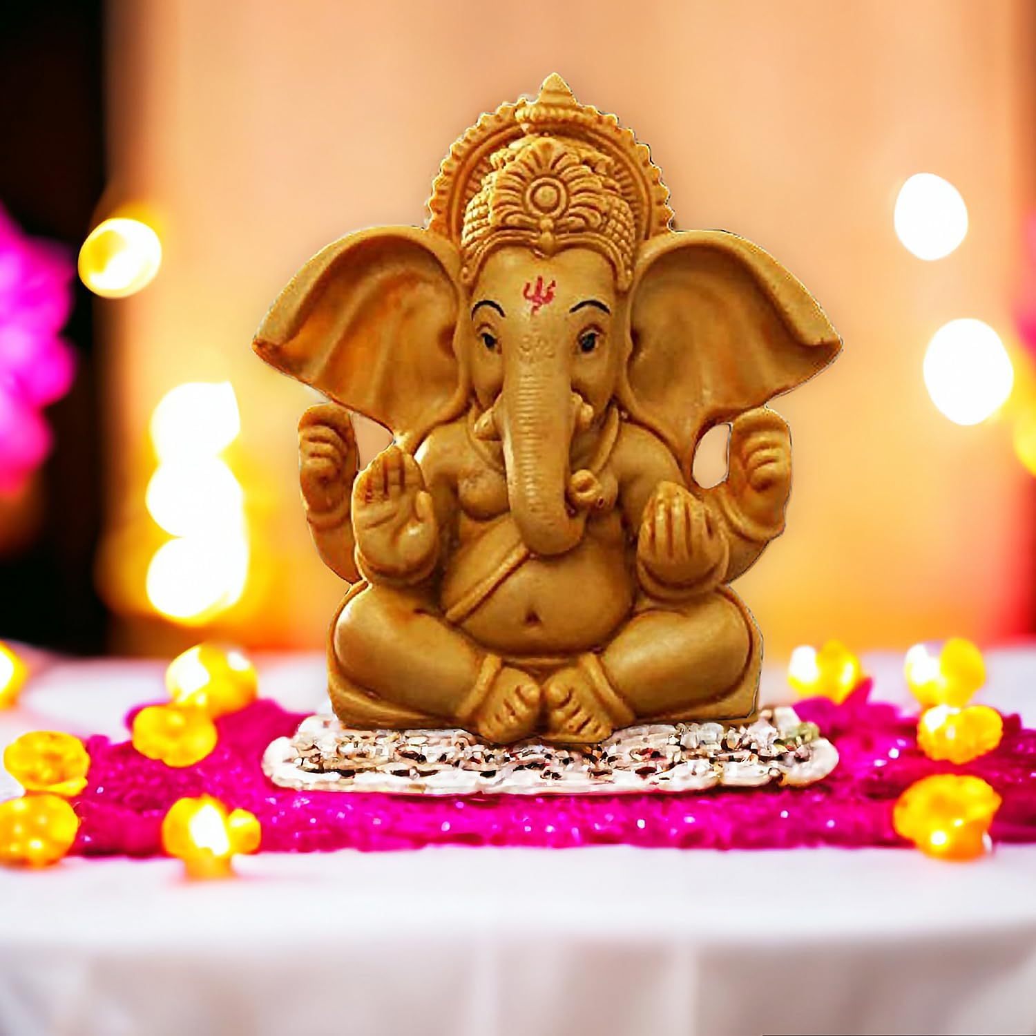 ascension Handcrafted Ganesha Beautiful Lord Ganesha Idol Figurine Showpiece Sculpture Hindu Polyresin Car Dashboard