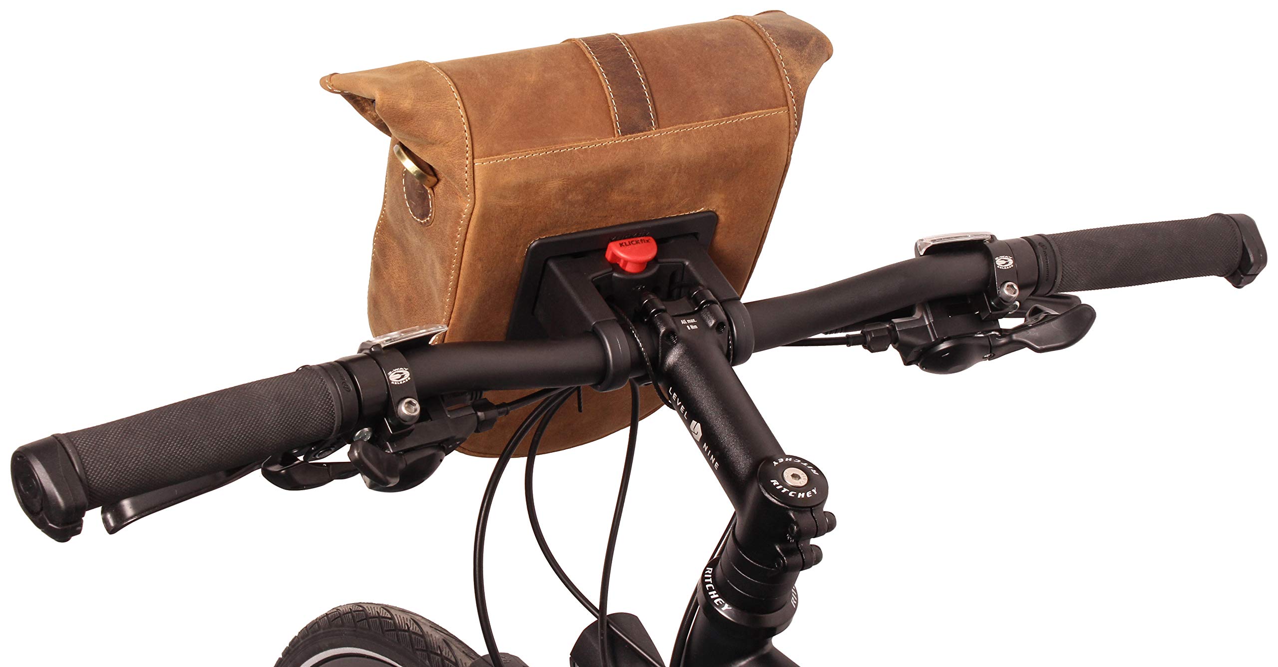 Gusti Fahrradtasche Leder - Félicia B. Lenkertasche Fahrrad Tasche Umhängetasche Handtasche Wasserdicht Canvas Braun Herren Damen kompatibel mit KlickFix ohne Adapter