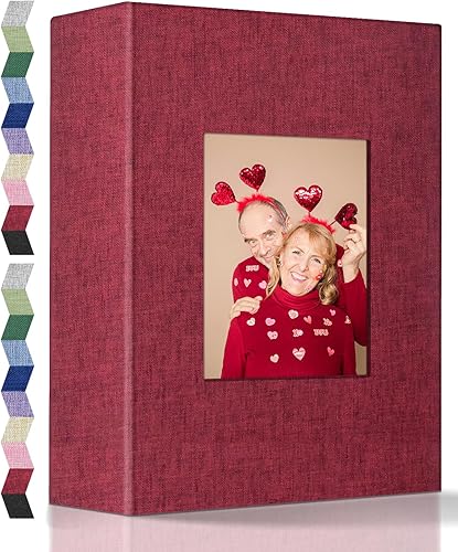 Vista 193 de popotop Álbum de fotos de 4 x 6 – 100 fotos libros con 100 bolsillos verticales, álbumes de cubierta de lino para familia, boda, aniversario, fotos