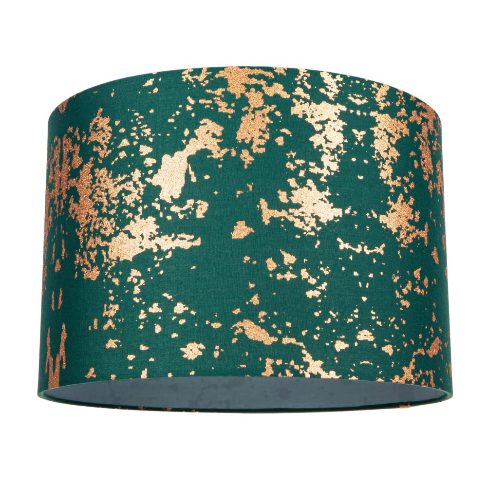 Happy Homewares Modern Green Cotton Fabric Lampshade With Copper Foil Decor For Table Or Ceiling from B&Q
