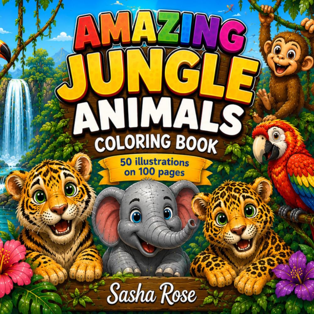 Amazing Jungle Animals: Coloring Book