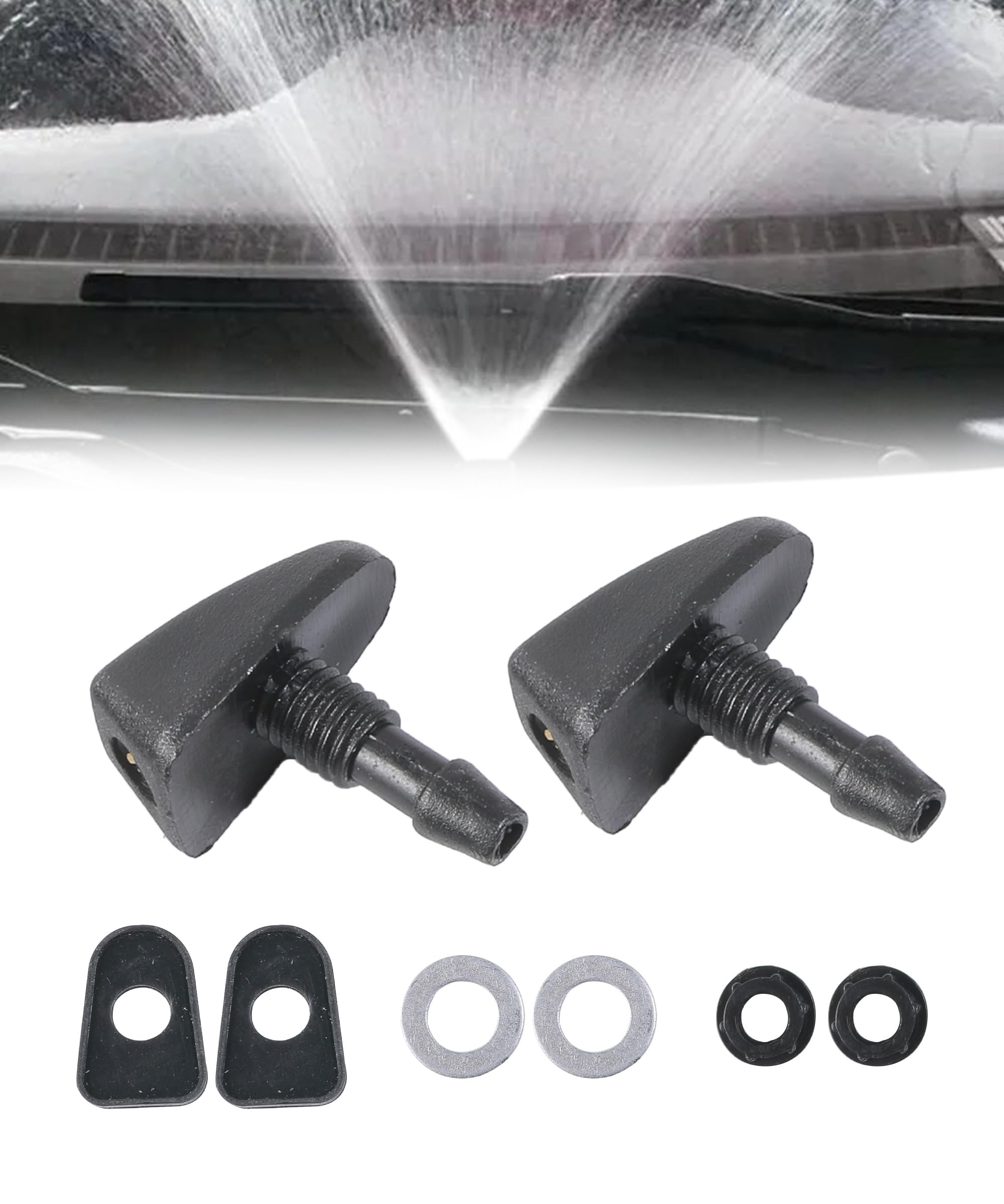 2PCS Accessoires Auto,Buses de Jet de Lave-glace,Kit de Réparation du Tuyau D'essuie-glace,Connecteur de Tuyau de Lavage,Réglage de la Buse D'essuie-glace,Convient à la Plupart des Véhicules