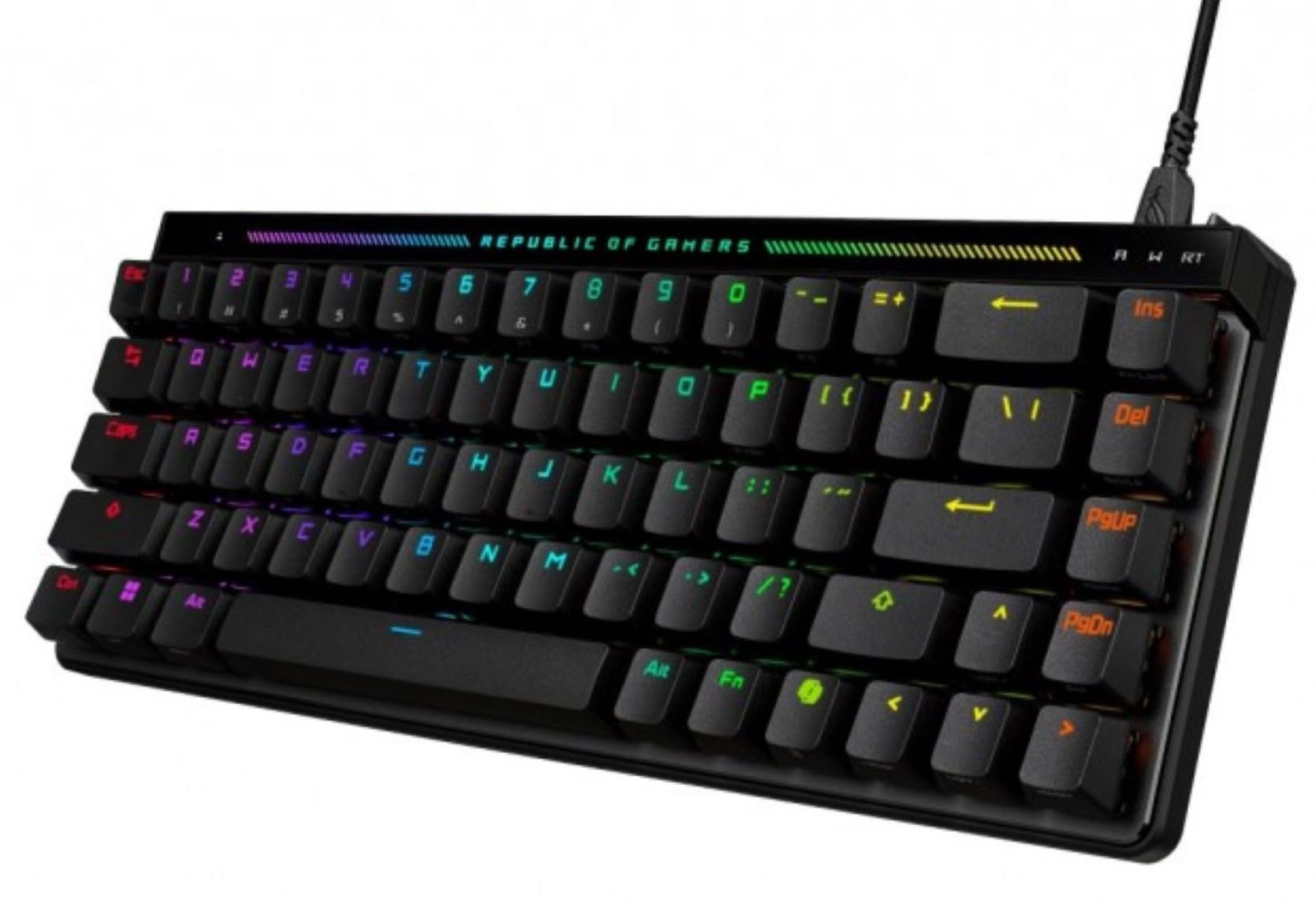 ASUS ROG Falchion Ace HFX Gaming Keyboard with Rapid Trigger / 65% Layout / Speed Tap Mode / Dual Type-C Ports / 8000Hz Polling Rate / Lubed ROG HFX Magnetic Key Switch / 3 Levels of Angle Adjustment