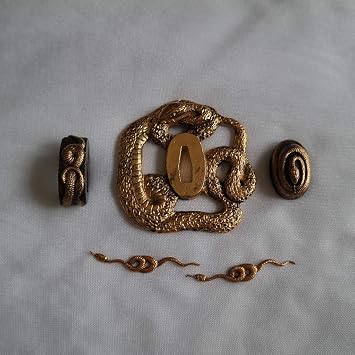 Japanese sword SEPPA-HABAKI-ITO gold-plating Copper 54-65 Menuki Fuchi-Kashira Tsuba