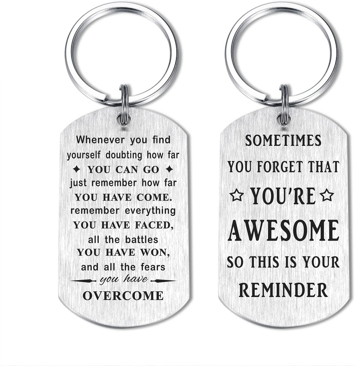 Tovii Unisex You Are Awesome Inspirational Gifts For Men - Sometimes You Forget Keyring - Mindfulness Gift For Him, Get Well Soon Gift For Male, Metal Engraved