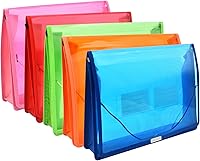 Vista 10 de Carpeta de archivos expandible organizador de documentos r con solapa y cierre de cable, bolsa de documentos transparente impermeable, expansión