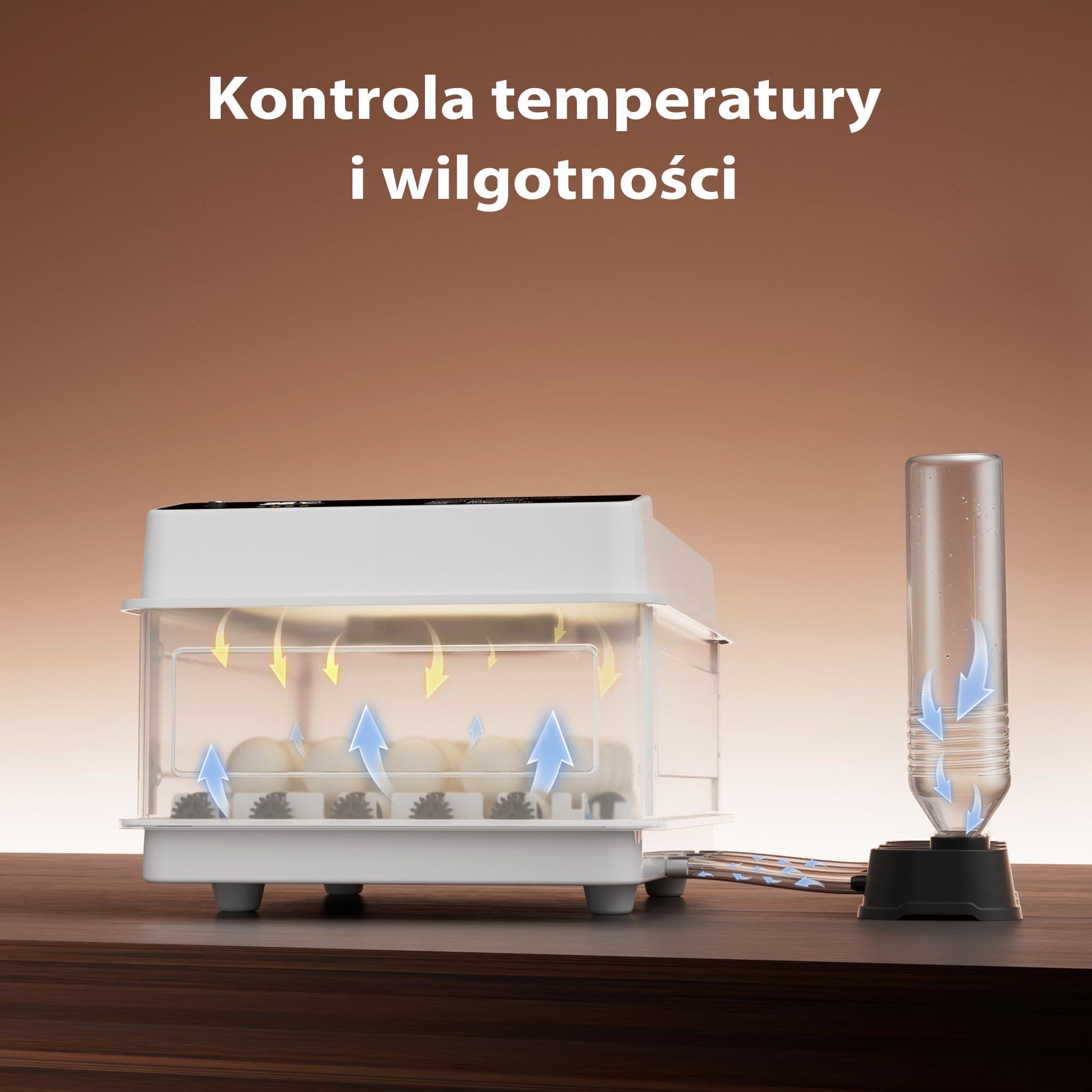 W pełni automatyczny inkubator powierzchniowy Fudajo na 24 jaja, inkubator 80 W z systemem obracania, inkubator z kontrolą temperatury i regulacją wilgotności, inkubator do jaj wylęgowych