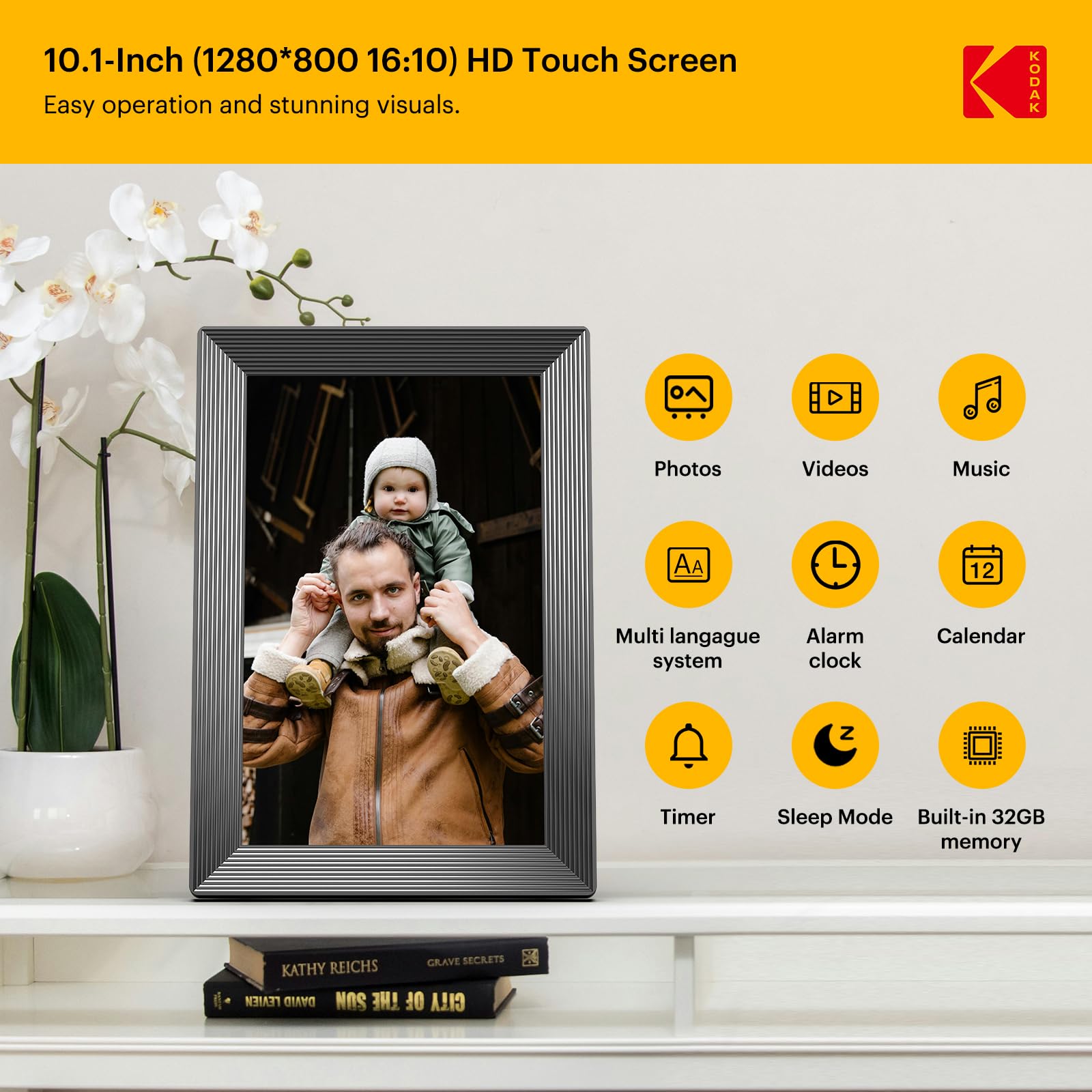 Kodak 10 Inch Wifi Digitale Fotolijst Hout - - Voor 23.59u