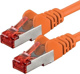 1aTTack.de 50m Cat6 Ethernet Cable Lan Patch Cat 6 Cables Internet Rj45 Plug 1Gbit/s SFTP PIMF for switch, router, modem, computer, gaming, tv, patchfields - orange - 1 piece 50m
