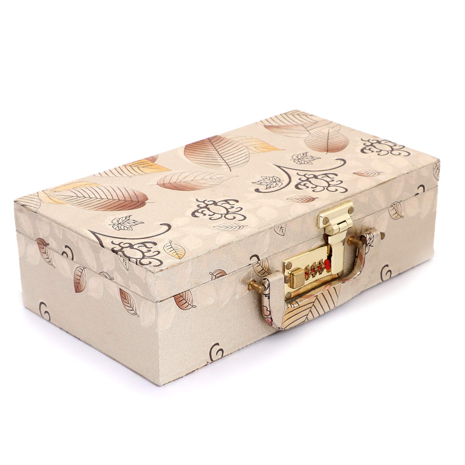 Kuber Industries Wooden Two Rod Bangle Storage Box, (Gold) - CTKTC30647