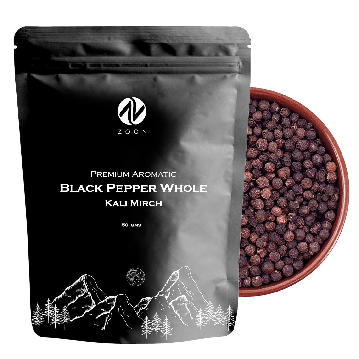 Zoon Kashmiri Black Pepper Whole 50g | Kali Mirch | Bold, Aromatic
