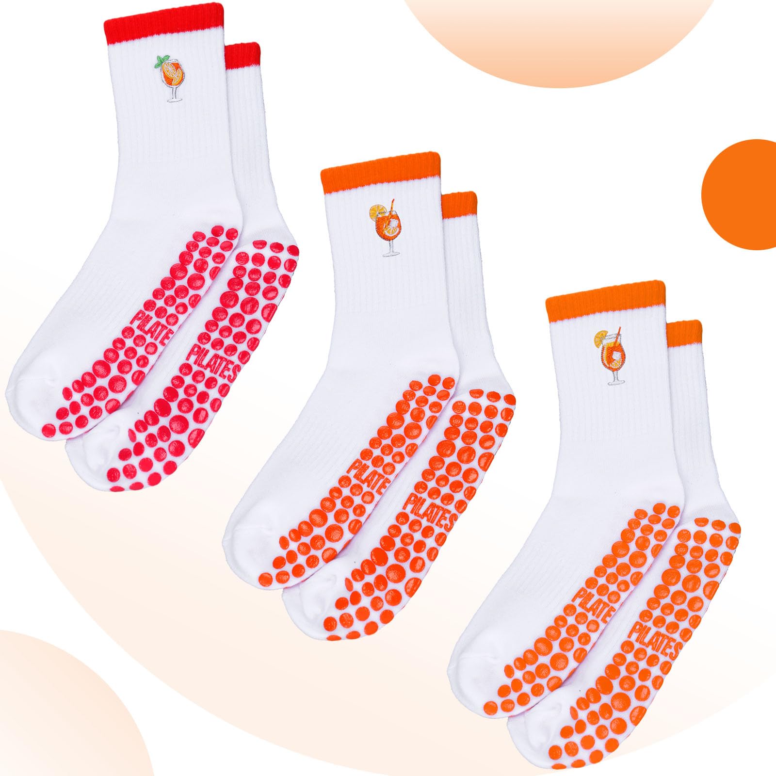 Boyiee 3 Paia Calzini da Pilates da Donna 35-42 Calze Antiscivolo Yoga Calzini Divertenti con Spritz Motivo Cocktail Regalo per Cocktail Compleanni Natale