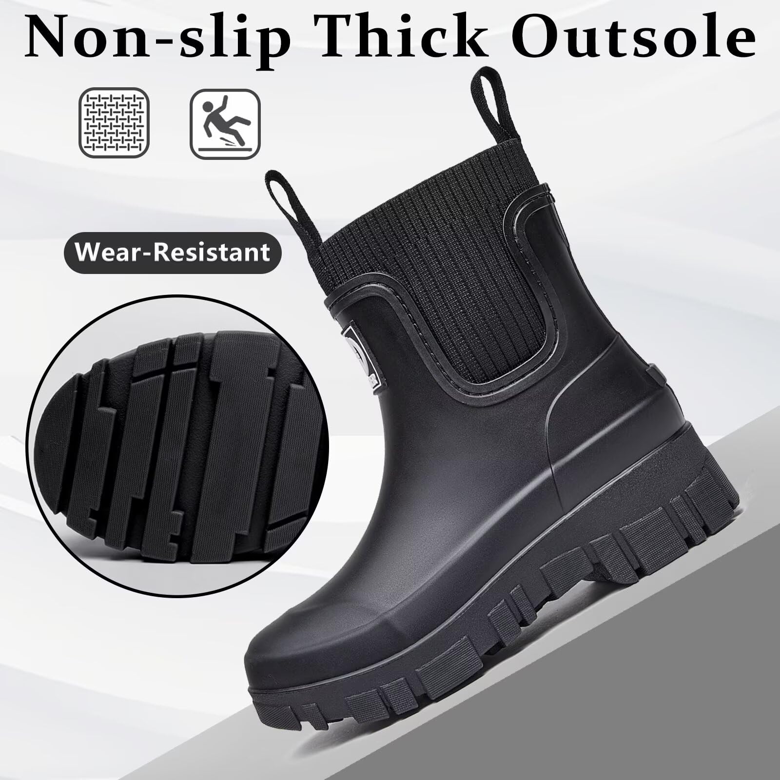 Botas de Agua Mujer Chelsea Impermeable Wellington Botines de Goma