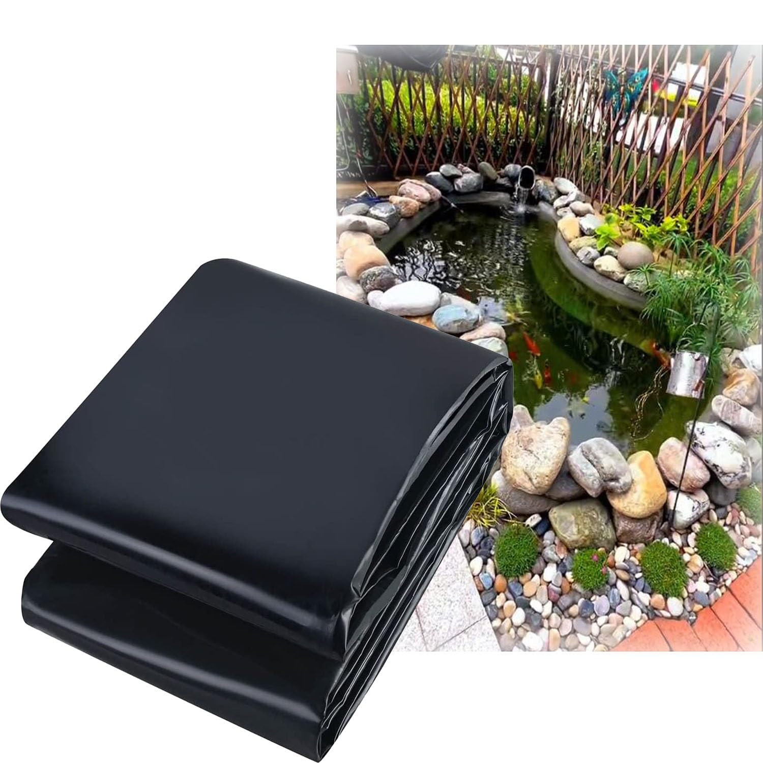 Revestimiento De Estanque Resistente A Los Rayos UV Large Pond Liner Impermeable Membrana Jardín Lona Estanque Para Estanques Koi Paisajismo Piscinas Lámina - 1.5x5m 4.5x7m 5x8m(Tamaño:5.5x8m/18x26ft)