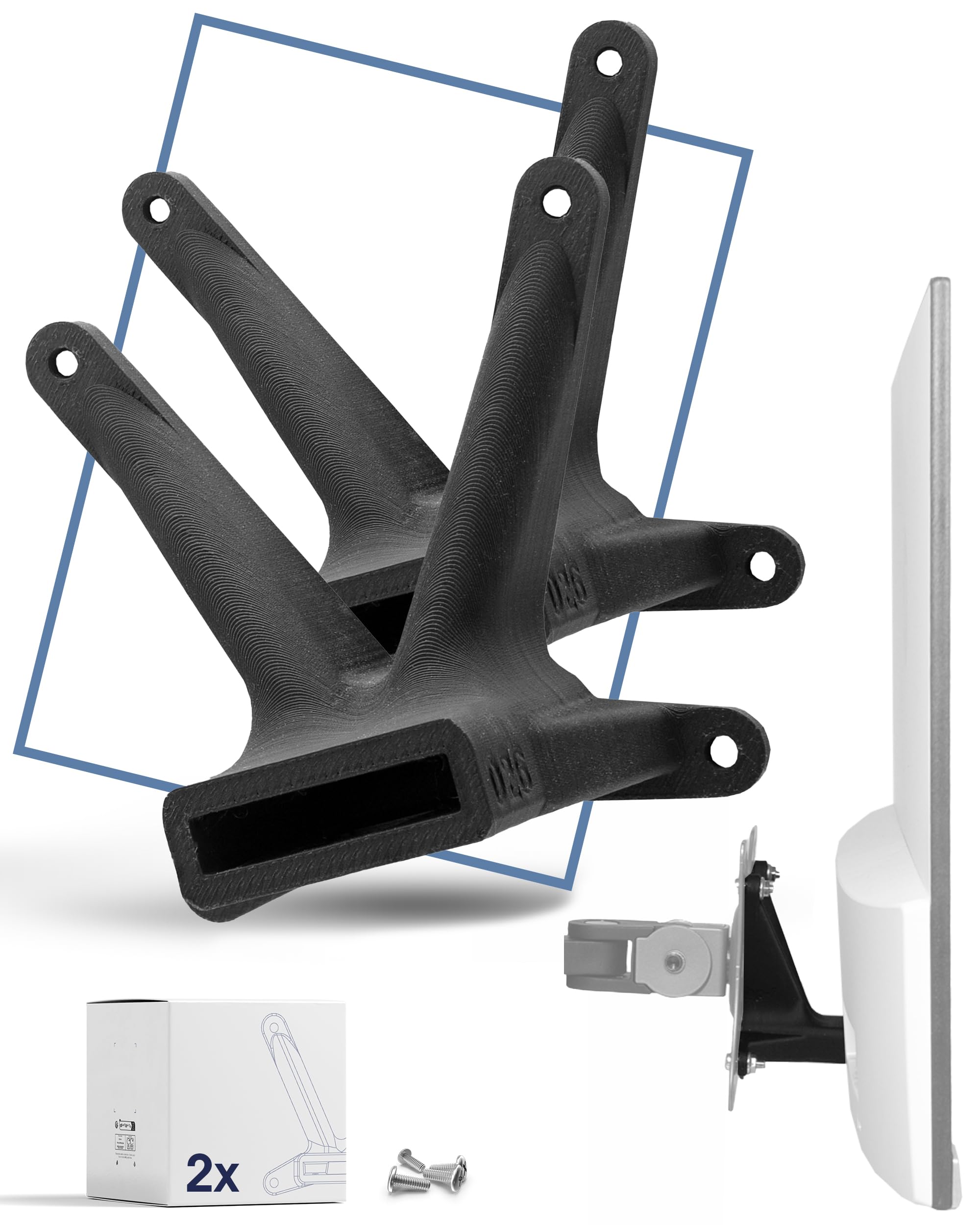 3IDEE VESA Adapter Bundle kompatibel mit HP Monitor (22f, 22es, 22ea, 24f, 24fh, 24fw, 24es, 24er, 24ea, 27f, 27fh, 27fw, 27es, 27er, 27ea) - inklusive Schraubenset - 75x75 mm - 2er Pack (schwarz)