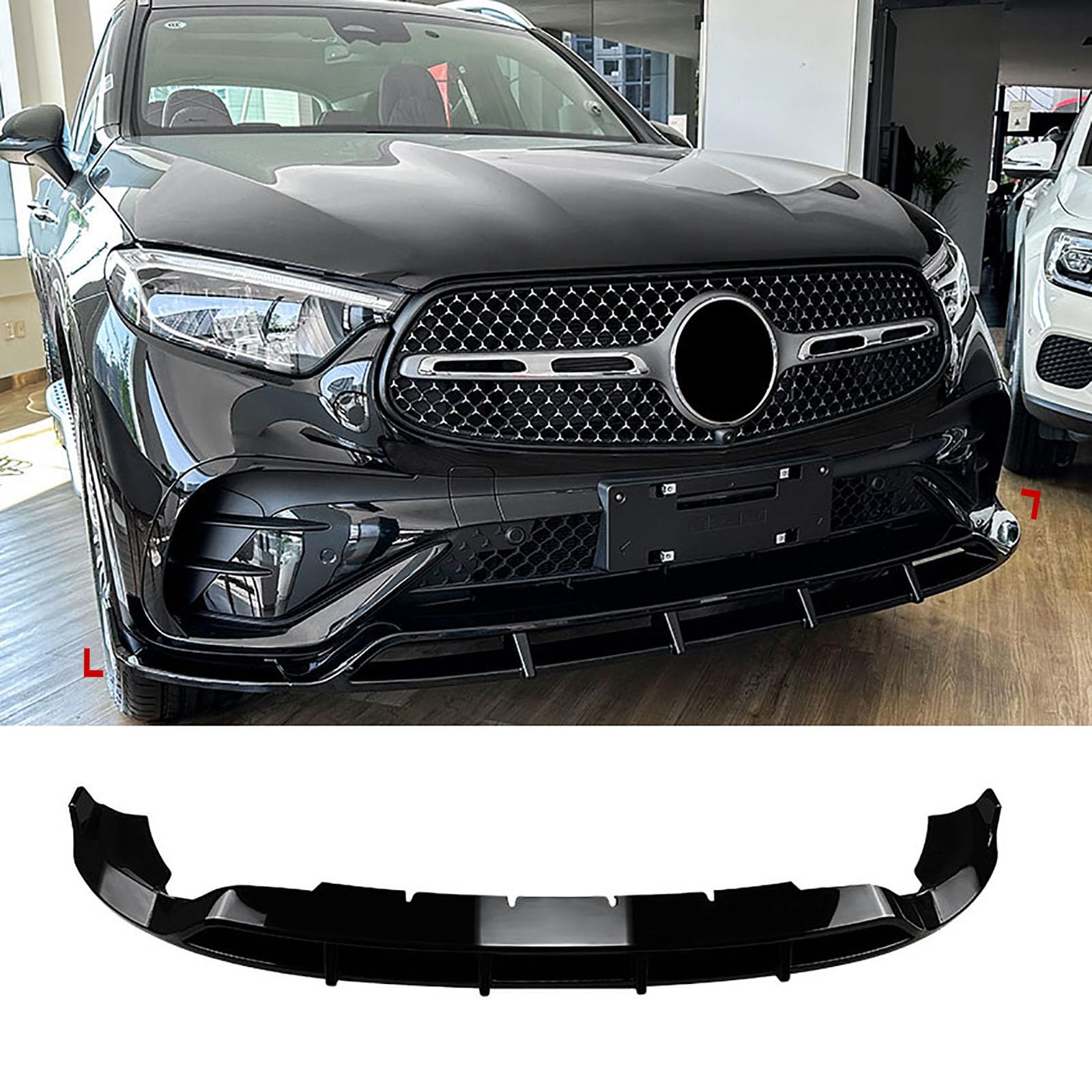 Kompatybilny z Mercedes-Benz GLC-Class X254 GLC260 300 AMG 2023+, przedni spojler, samochodowy zestaw do stylizacji samochodu, akcesoria zewnętrzne, błyszczący czarny
