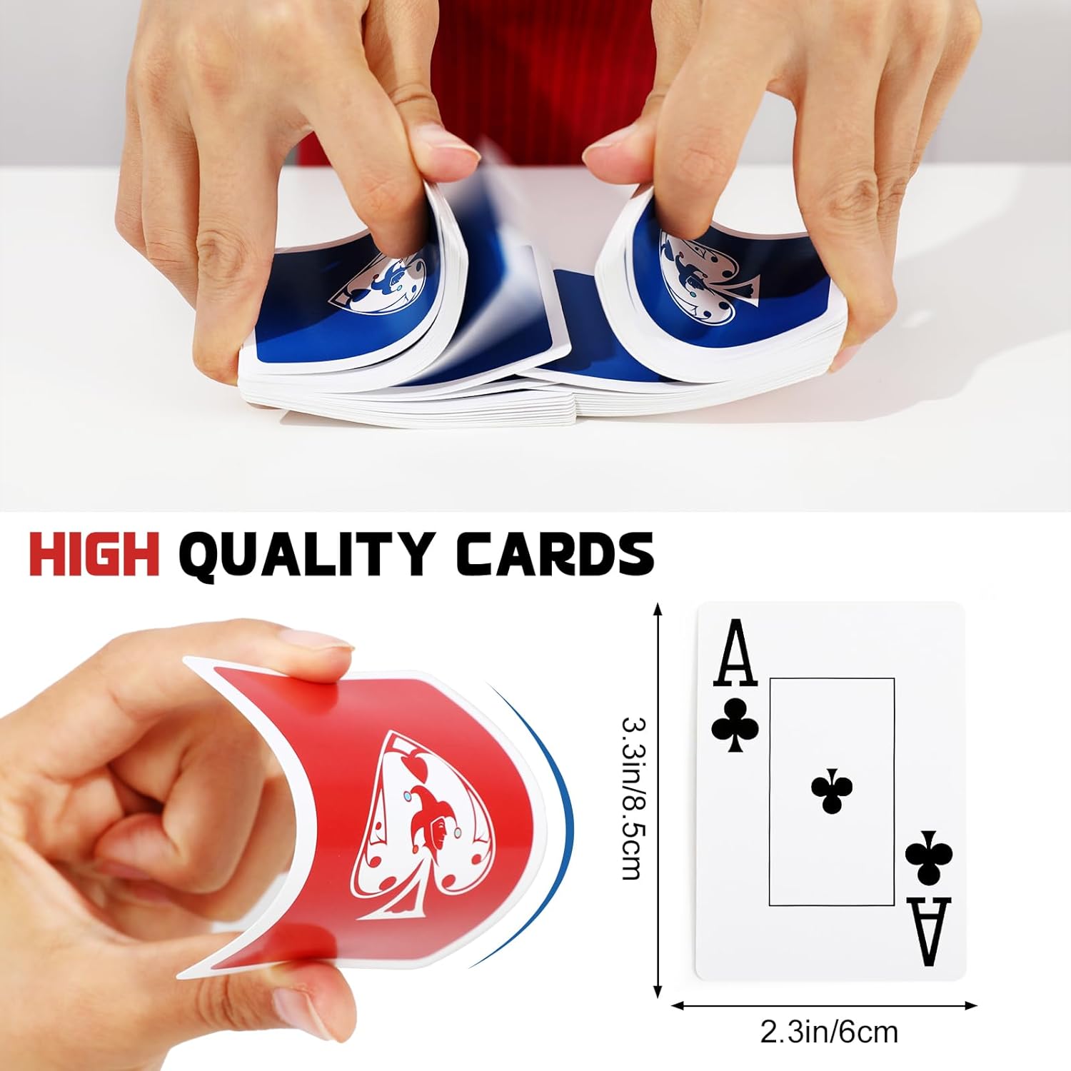 TYYIHUA 6 Pack Large Print Playing Cards, Poker Size Jumbo Index Deck of Cards for Seniors, Vision Impaired, Low Vision Crowd, for Blackjack, Euchre, Canasta Card Game (3 Blue 3 Red)
