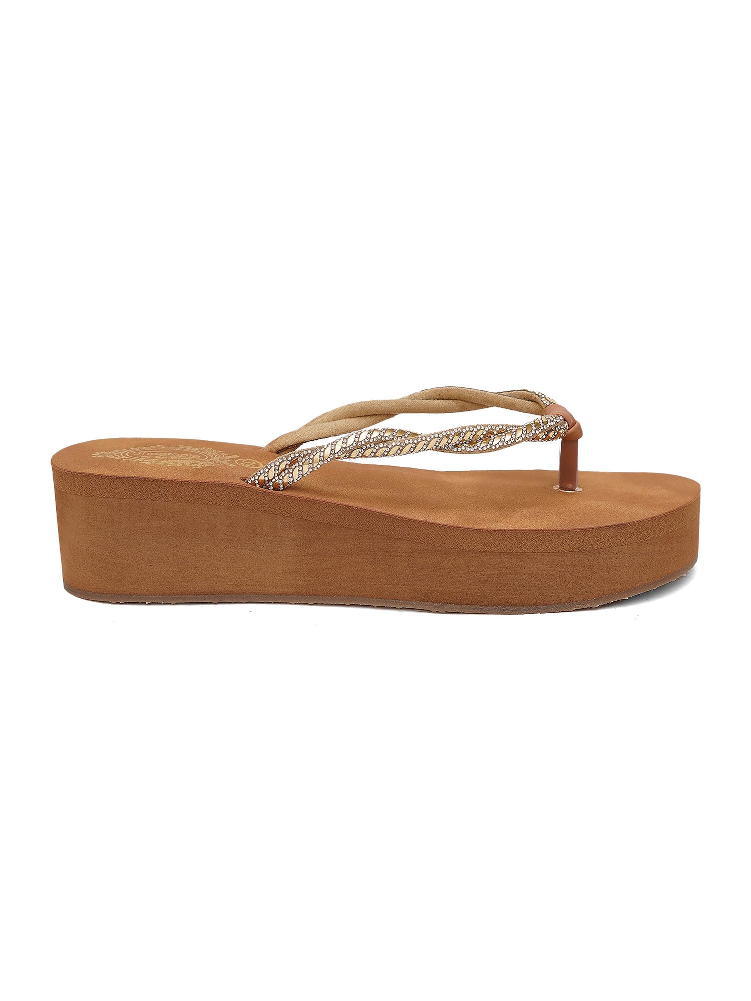 Women's Rhinestone Wedge Platform Flip-Flops - Sparkly Casual Summer Thong Sandals with Arch Support-image-10