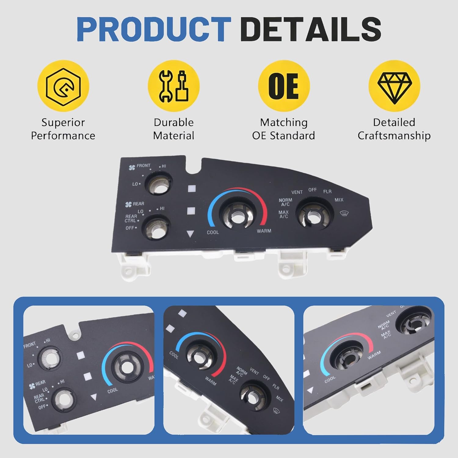 5C2Z-19980-AA AC Heater Control Module Compatible with Ford E-Series E150-E350/E350-E450 Super Duty, HVAC Climate Control Panel Unit 5C2Z19980AA