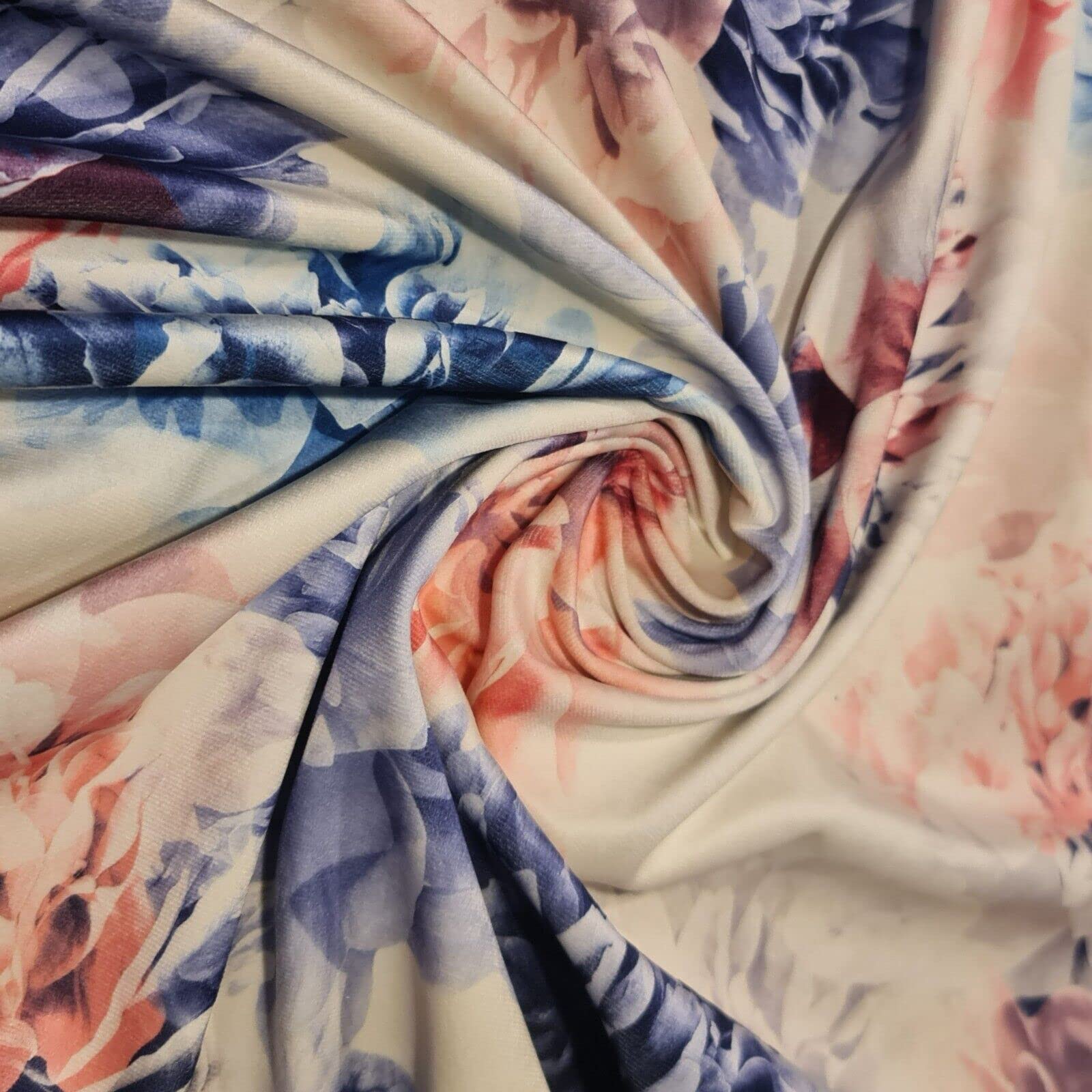 58" (150 cm) Wide Faux Plush Velvet Fabric for Upholstery & Curtains - Soft Luxurious Non-Stretch Material in Printed Plain & Crush Patterns - Ideal for Home Decor & DIY Projects (Large Multi Floral) โ image 1