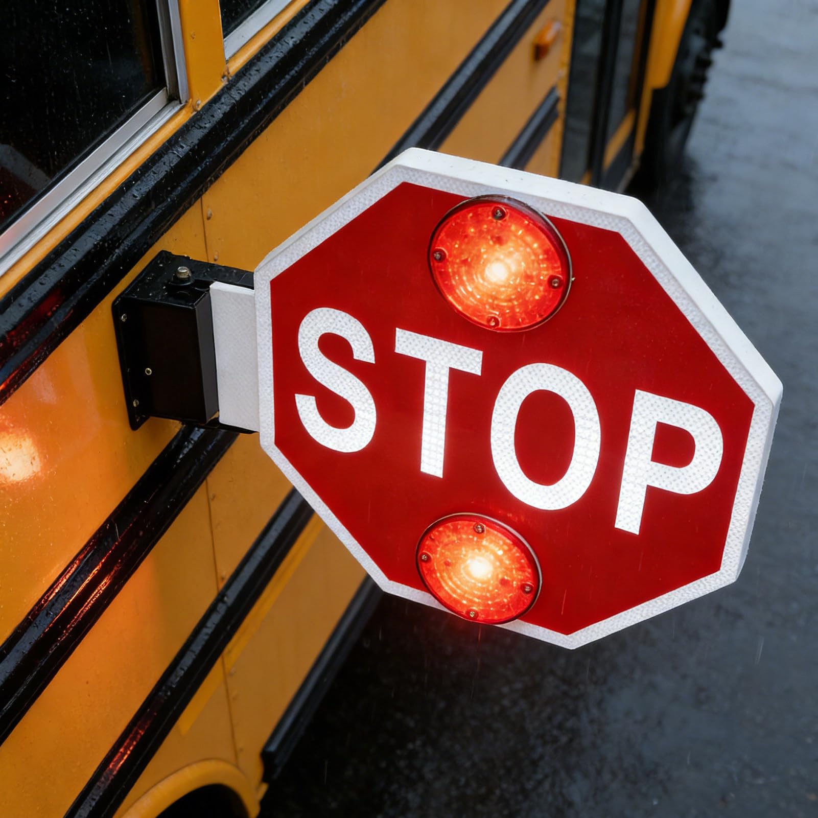 Znak stopu LED do autobusów szkolnych, migające ramię sygnałowe bezpieczeństwa, wysoka widoczność, automatyczne cofanie, alarm 24 V do kontroli ruchu, parkowania i bezpieczeństwa w szkole