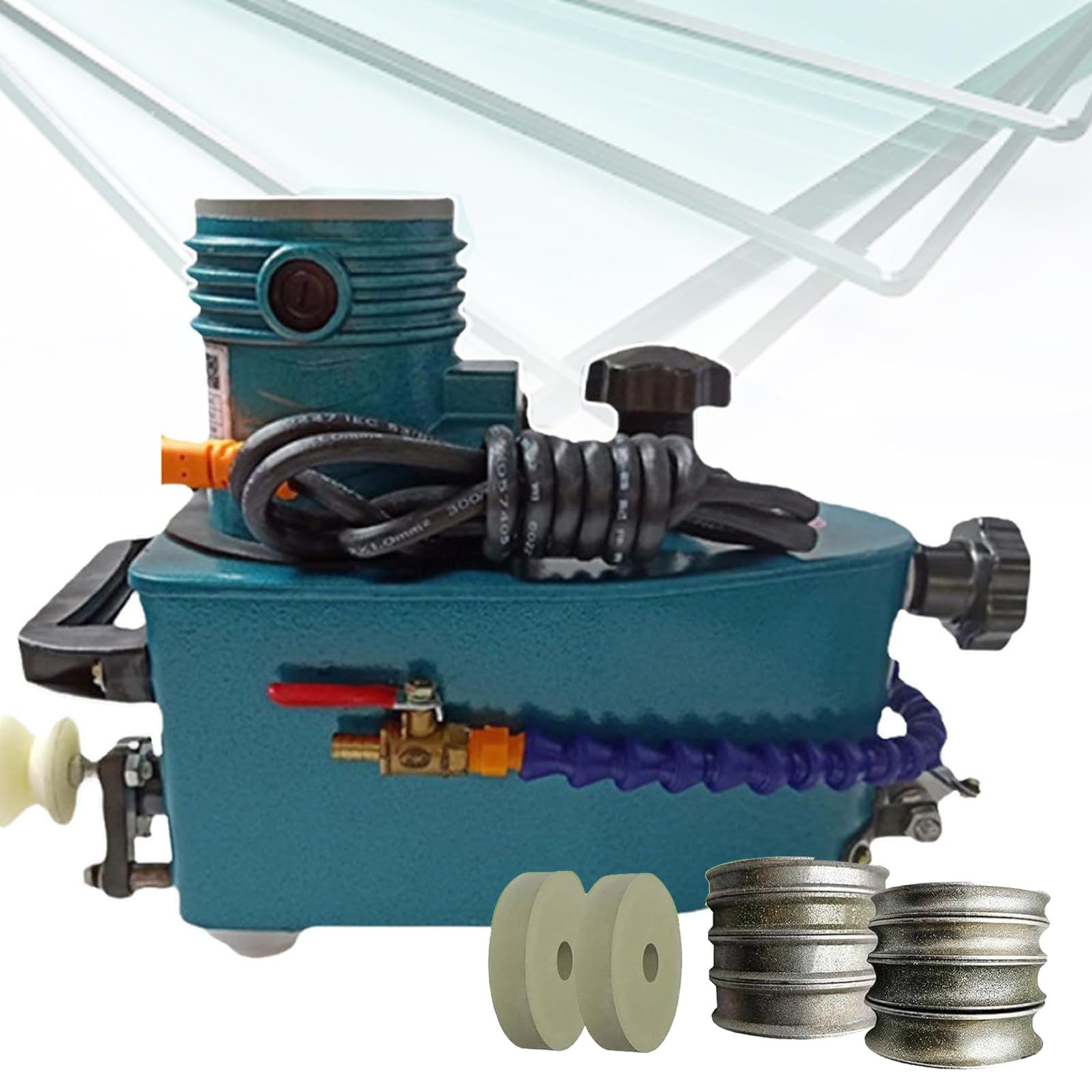 Máquina pulidora de bordes de vidrio, 850 W con 8 ruedas de diamante y 2 ruedas de pulido para biselado y pulido de vidrio