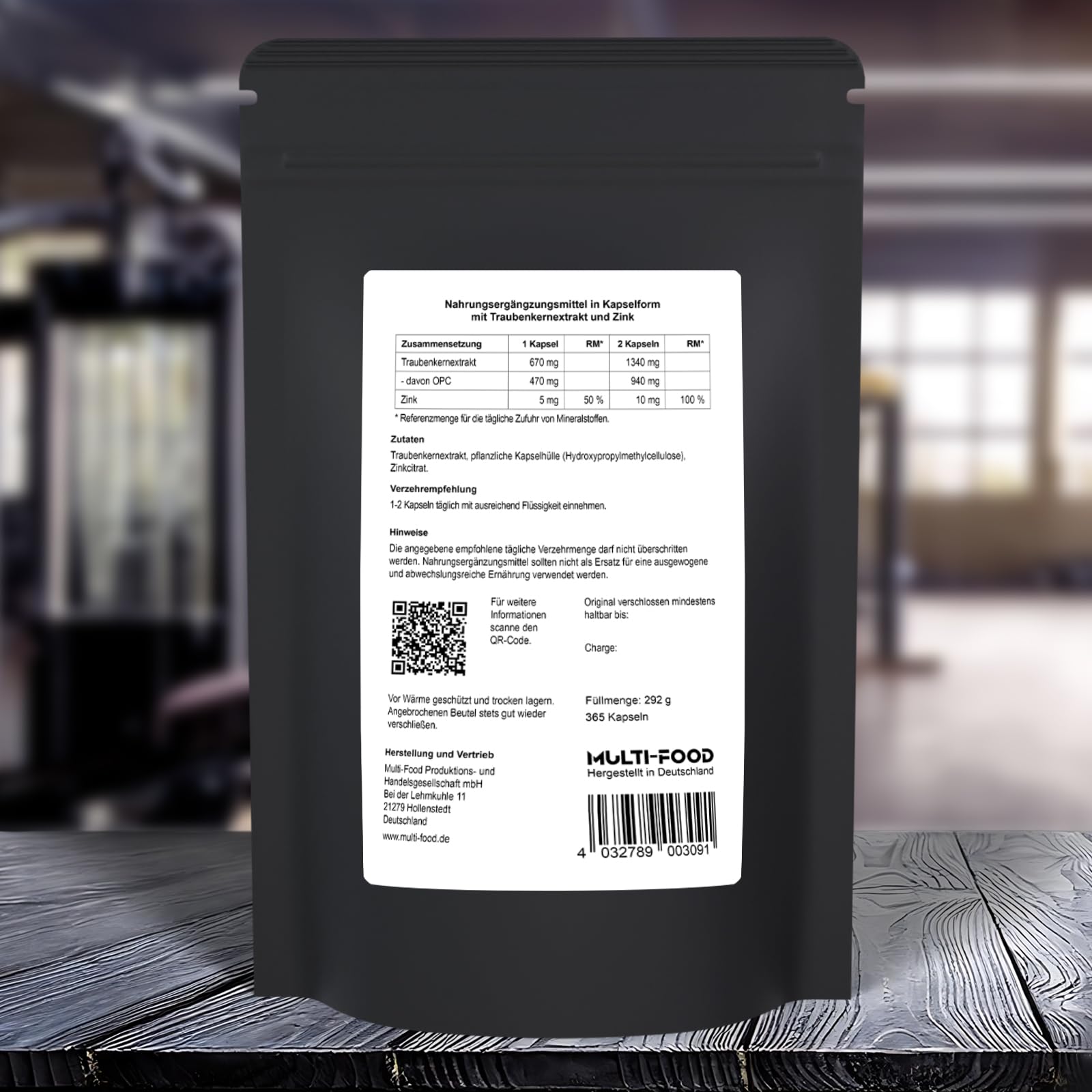 Opc Traubenkernextrakt hochdosiert - 365 hochdosiert Kapseln für ein ganzes Jahr mit 1340 mg Traubenkernextrakt je Tagesdosis und 10 mg Zinkcitrat - vegan - SAM'S