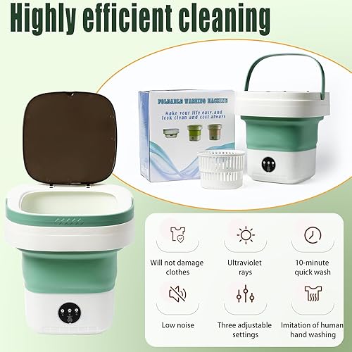 Miniatura 6 de Mini lavadora plegable portátil - Lavadora portátil de 16L, secadora giratoria, pequeña lavadora plegable, 3 modos de limpieza para ropa de bebéropa