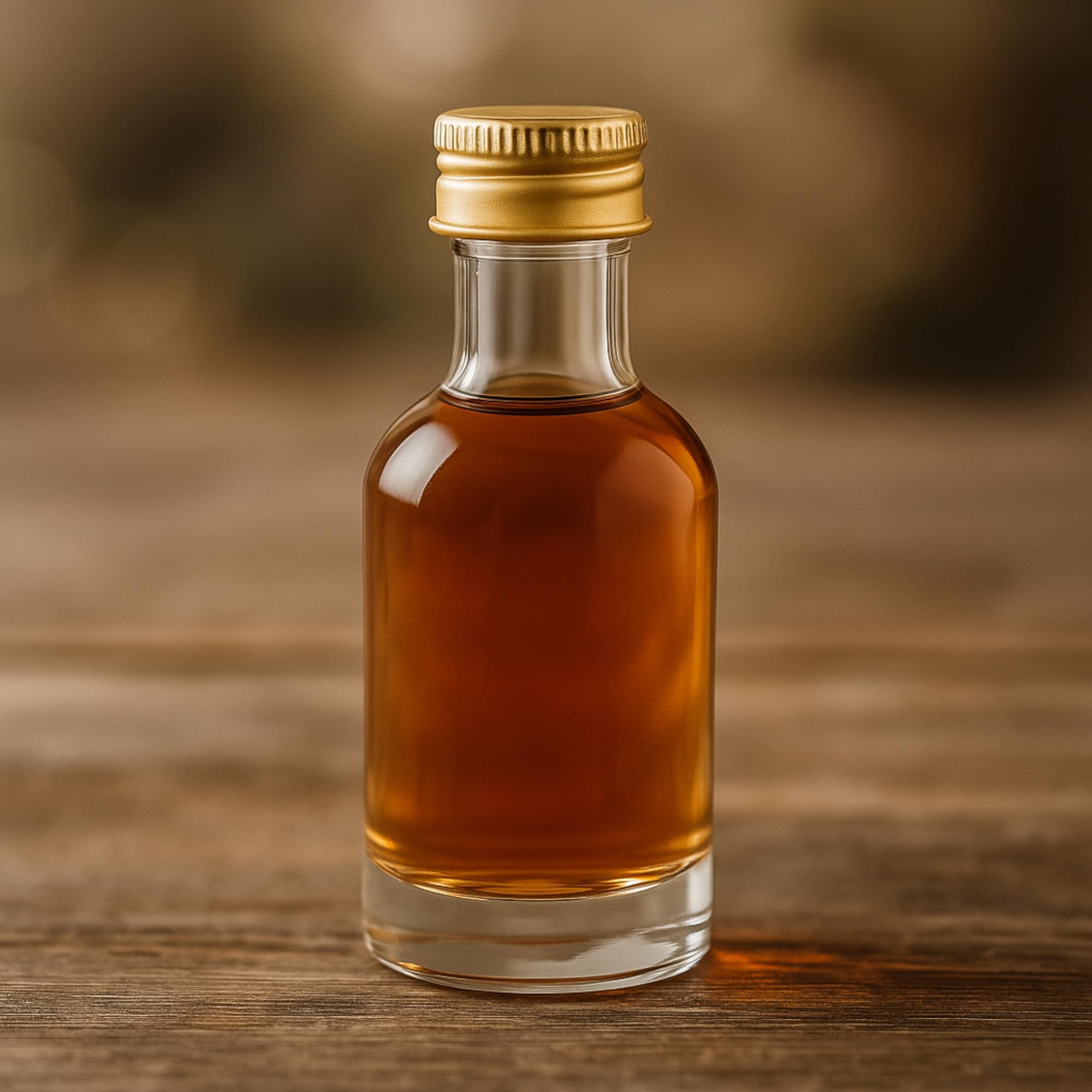 gouveo Lot de 60 mini bouteilles rondes en verre de 50 ml avec bouchon à vis doré à fond épais et goulot étroit Idéal pour liqueurs, huile, échantillons, cosmétiques (KFT050G)