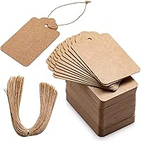 Primbeeks 125 Premium Kraft Paper Gift Tags with Natural Jute Twine - Double-Sided for Weddings, Christmas, Thanksgiving