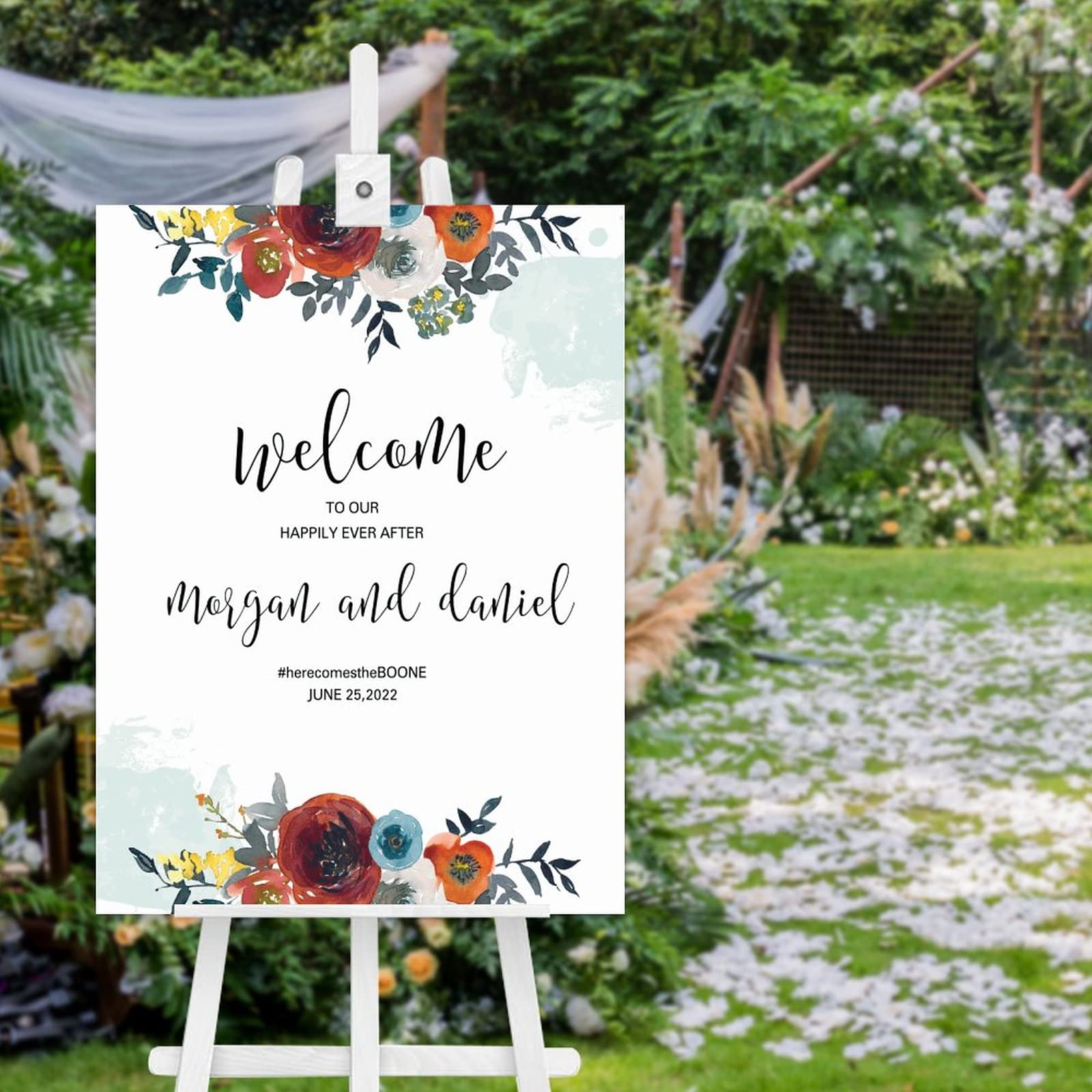 Panneau de bienvenue en bois de mariage aux finitions artisanales