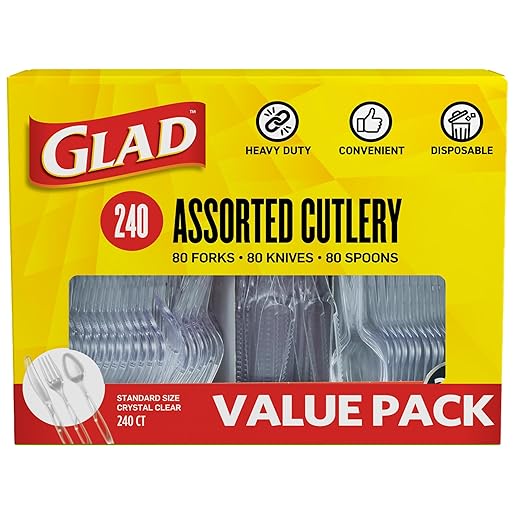 Glad Clear Disposable Cutlery Set with Heavy Duty Plastic Forks, Knives, and Spoons, Reusable Dishwasher Safe Plastic Utensils for Parties and Everyday Use, 240 Count
