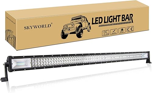 SKYWORLD Barra de luz de 52 pulgadas, 67500 lm, haz combinado de inundación recta, haz combinado de luces LED para automóvil, lámpara antiniebla