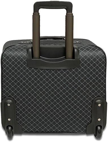 Miniatura 2 de Rioni STB-20117 Signature RR Monogram Luxury Black Designer Canvas con ribete de cuero negro Hardware tono plateado gran viaje portátil Maletín