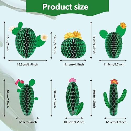 Miniatura 2 de Centros de mesa de 12 piezas de cactus de panal para mesas, colgantes colgantes, suministros de decoración de fiesta de cactus de verano,