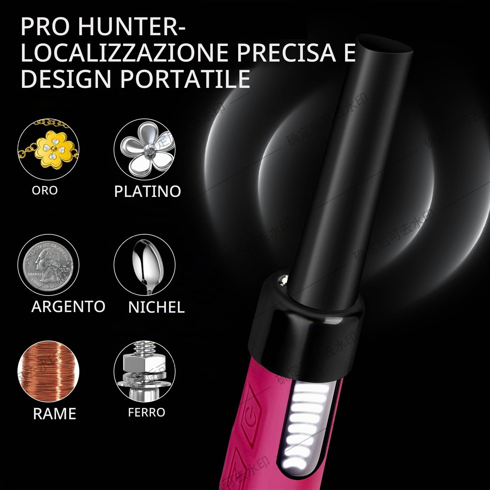 MCJ Metal Detector Professionali Rilevatore Metalli Impermeabile IP68, 14h Autonomia, 3 Modalità (Ricerca/Risparmio), per Spiaggia, Oro & Monete, Batteria Litio 900mAh