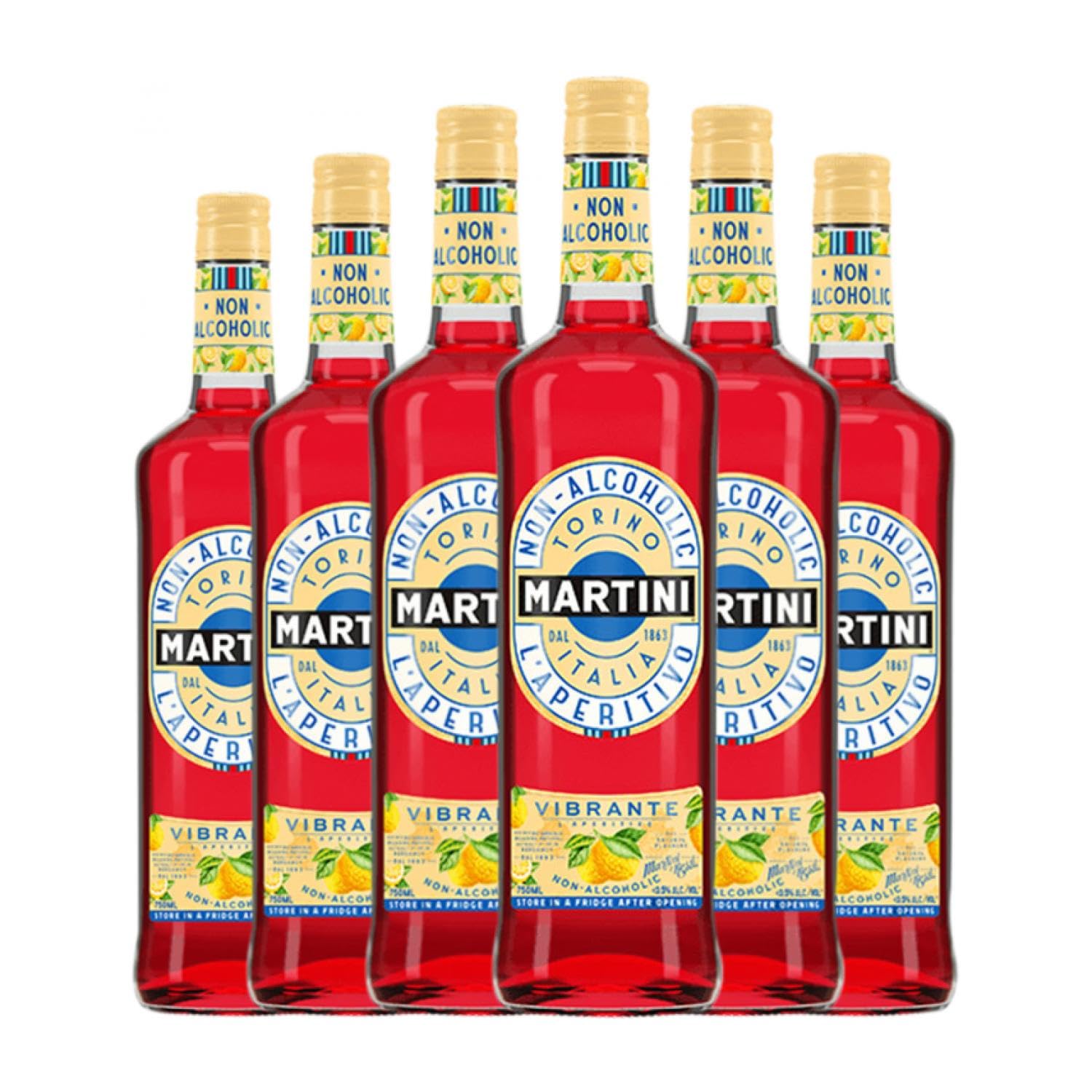 Vermut Martini Vibrante Sin Alcohol 75 cl (Caja de 6 Botellas de 75 cl)
