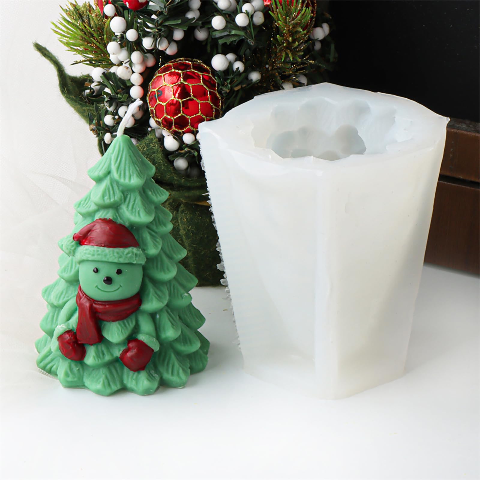2 Stampi In Silicone Per Candele A Forma Di Albero Di Natale 3D – 9x11,7 Cm E 7x9,2 Cm, Per Resina, Sapone, Cioccolato