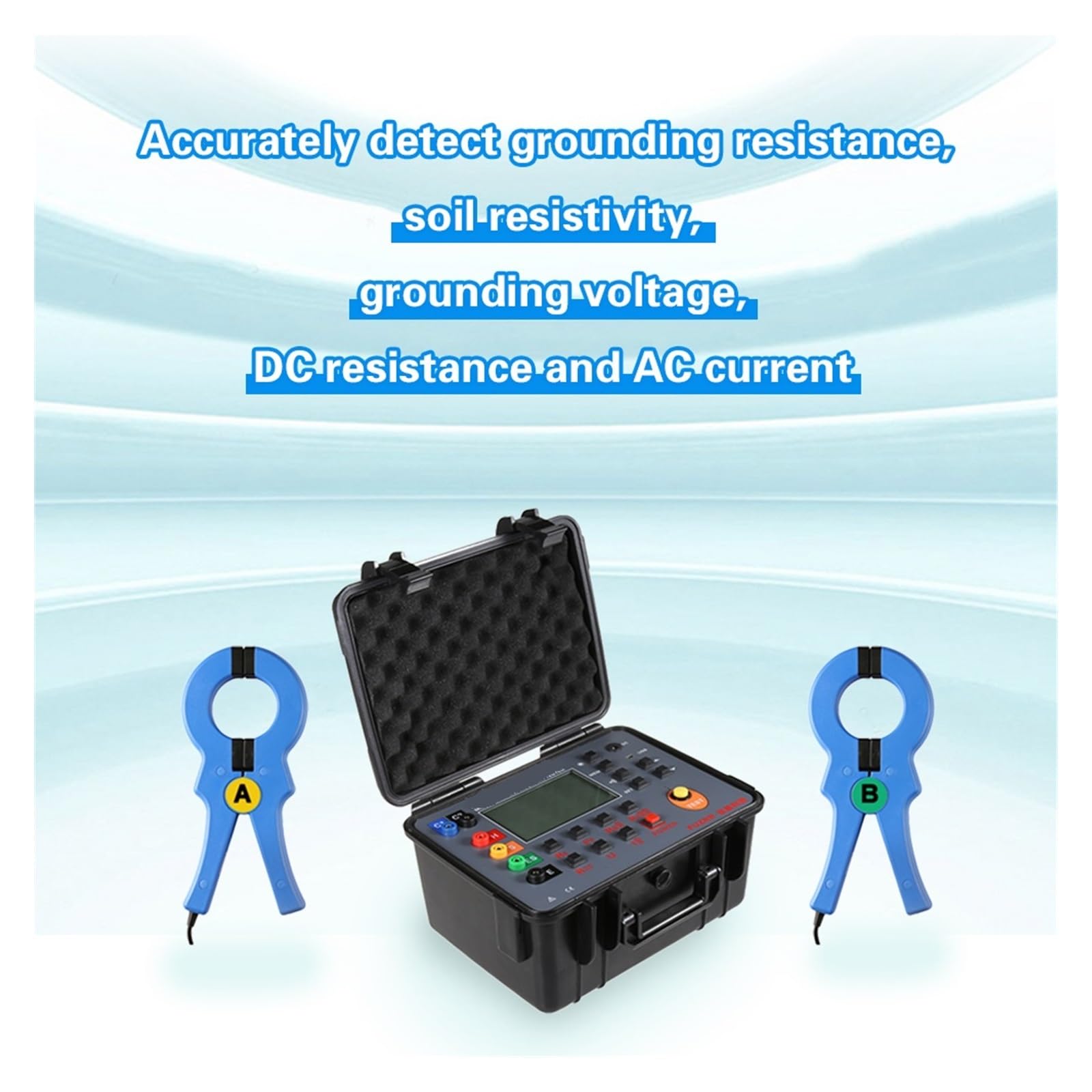 Probador de resistencia de tierra Digital de 3 polos y 4 polos, doble abrazadera, 20V/48V, prueba de resistividad del suelo de 4 polos con inteaz USB