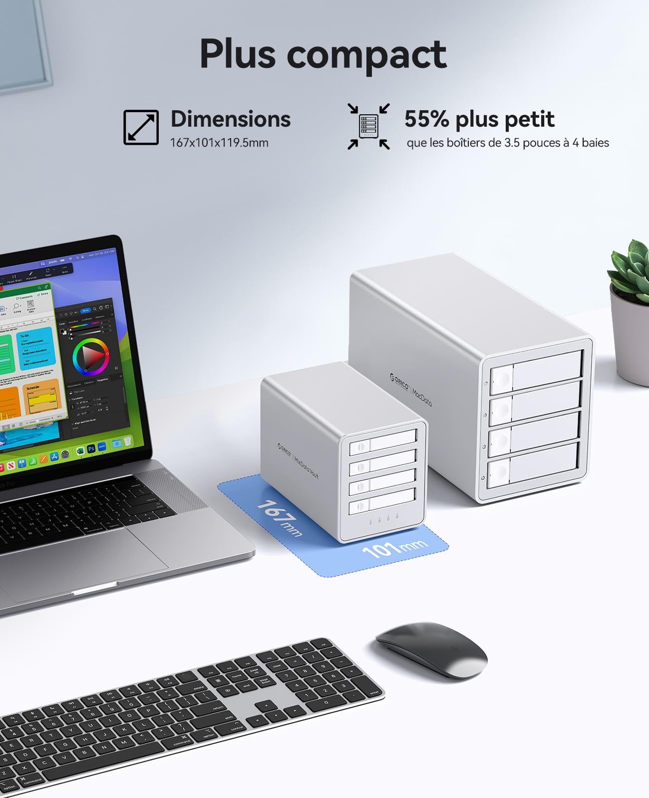 ORICO RAID Alloggiamento per Dischi Rigidi 4 Bay 2.5 SATA SSD/HDD Docking Station RAID Alloggiamento con Ventola Supporta Fino a 4 x 8 TB Velocità di Trasferimento 10 Gbit/s Design Compatto
